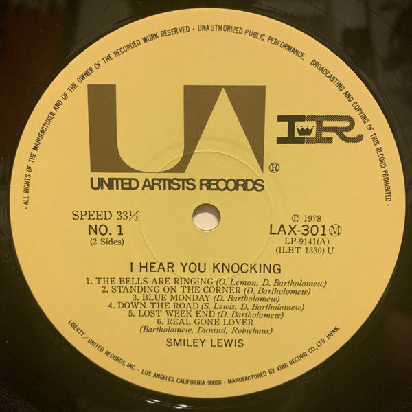 Image of Label of 0924249E: LP - SMILEY LEWIS, I Hear You Knocking (Imperial ; LAX 301(M), Japan 1978 Reissue, Insert, Audiophile Pressing, No Obi)   VG+/EX