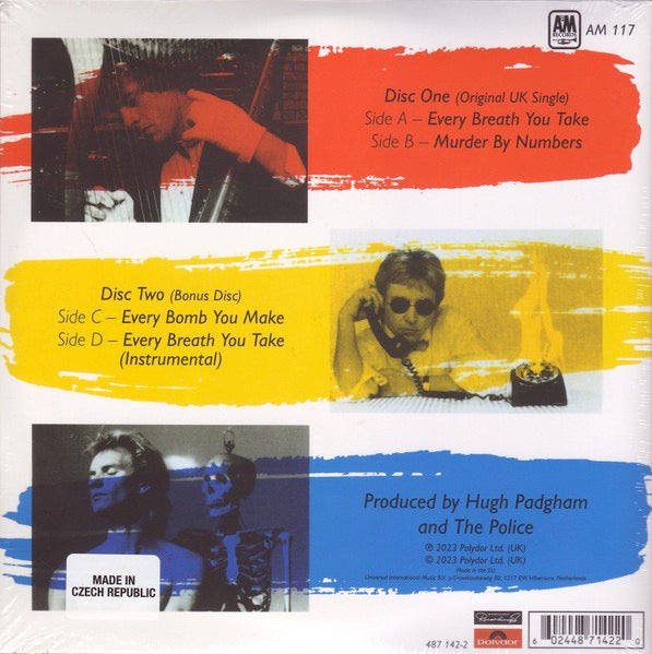 Image of Back Cover of 0914221C: 2x7" - THE POLICE, Every Breath You Take (A&M Records; 487 142-2, Europe 2023 Reissue, Gatefold, Red & Yellow Vinyl) Still Sealed In Stickered Shrinkwrap  EX/M