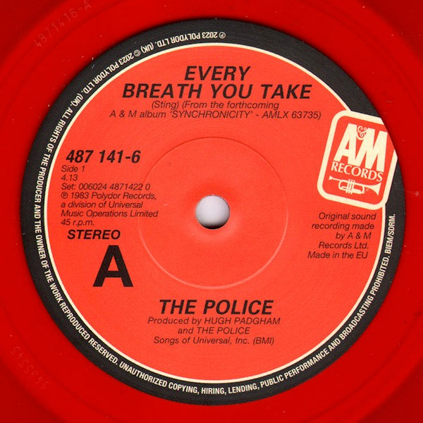 Image of Label Cover of 0914221C: 2x7" - THE POLICE, Every Breath You Take (A&M Records; 487 142-2, Europe 2023 Reissue, Gatefold, Red & Yellow Vinyl) Still Sealed In Stickered Shrinkwrap  EX/M