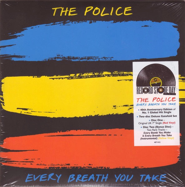 Image of Front Cover of 0914221C: 2x7" - THE POLICE, Every Breath You Take (A&M Records; 487 142-2, Europe 2023 Reissue, Gatefold, Red & Yellow Vinyl) Still Sealed In Stickered Shrinkwrap  EX/M