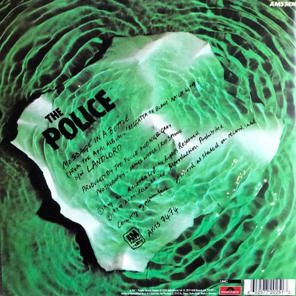 Image of Back Cover of 0914222C: 2x7" - THE POLICE, Message In A Bottle (Polydor; 772 025-1, UK, Europe & US 2019 Reissue, Gatefold, Green & Blue Vinyl) Still Sealed In Stickered Shrinkwrap  EX/M