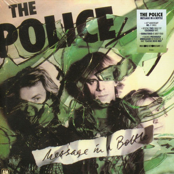 Image of Front Cover of 0914222C: 2x7" - THE POLICE, Message In A Bottle (Polydor; 772 025-1, UK, Europe & US 2019 Reissue, Gatefold, Green & Blue Vinyl) Still Sealed In Stickered Shrinkwrap  EX/M