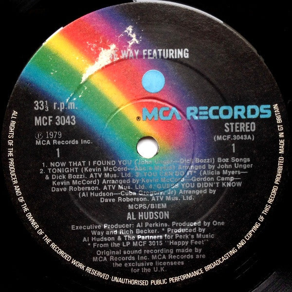 Image of Label Cover of LP - VG/VG - ONE WAY FEATURING AL HUDSON, One Way Featuring Al Hudson (MCA Records; MCF 3043, UK 1979), ,  - 3316284C