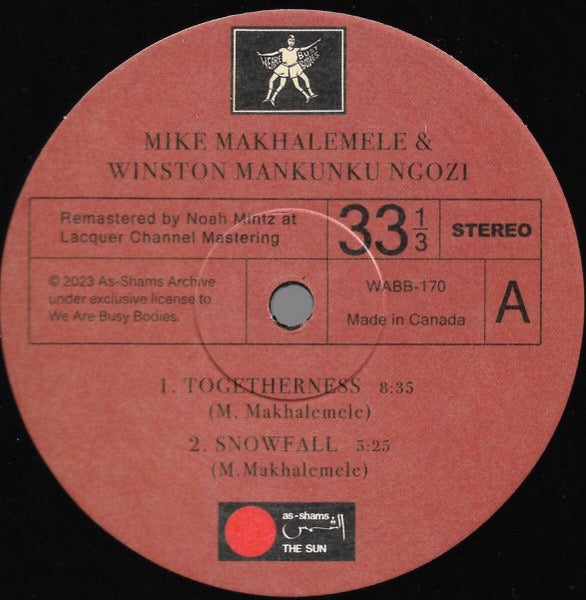 Image of Label of 0934249E: LP - MIKE MAKHALEMELE & WINSTON MANKUNKU NGOZI, The Bull And The Lion (We Are Busy Bodies; WABB-170, Canada 2023 Reissue, Card Sleeve, Inner, Remastered)   NEW/NEW