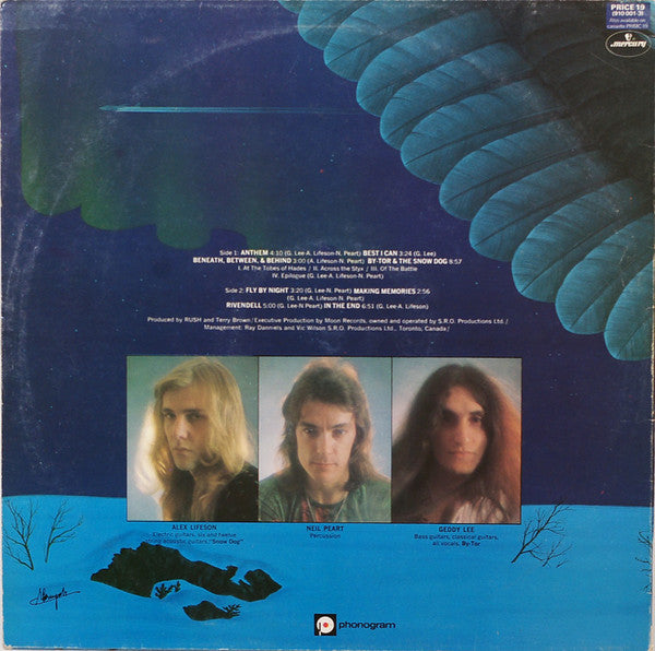 Image of Back Cover of LP - VG/VG - RUSH, Fly By Night (Mercury; PRICE 19, UK 1983 Reissue, Company Inner, Priceless), Edge wear. Light unfeelable marks on disc.,  - 3646058S