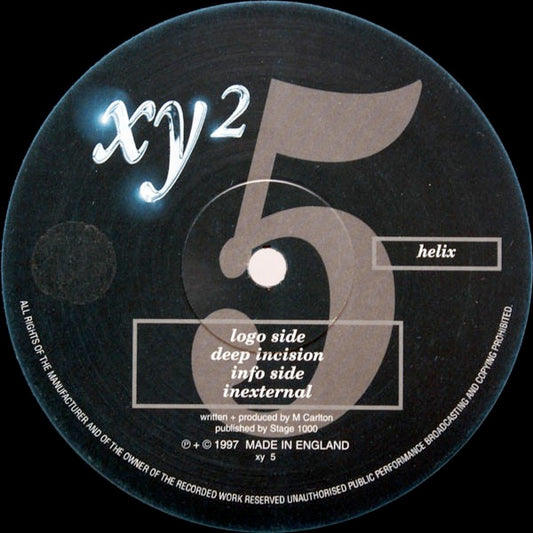 Image of Front Cover of 0914406C: 12" - HELIX, Deep Incision / Inexternal (xy ; xy 5, UK 1997, Company Sleeve) Sleeve has two old stickers on front. Wear at edges; corners bent and creased  VG/VG