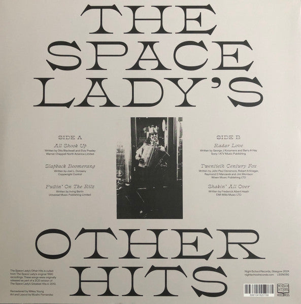 Image of Back Cover of 1714272C: LP - THE SPACE LADY, The Space Lady's Other Hits (Night School; LSSN090, UK 2024 Reissue, Clear Vinyl)   NEW/NEW