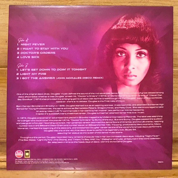 Image of Back Cover of 1714191C: LP - CAROL DOUGLAS, The Disco Sound of Carol Douglas (Midsong International; MSI2216, UK 2024, Fluorescent Pink Vinyl)   NEW/NEW