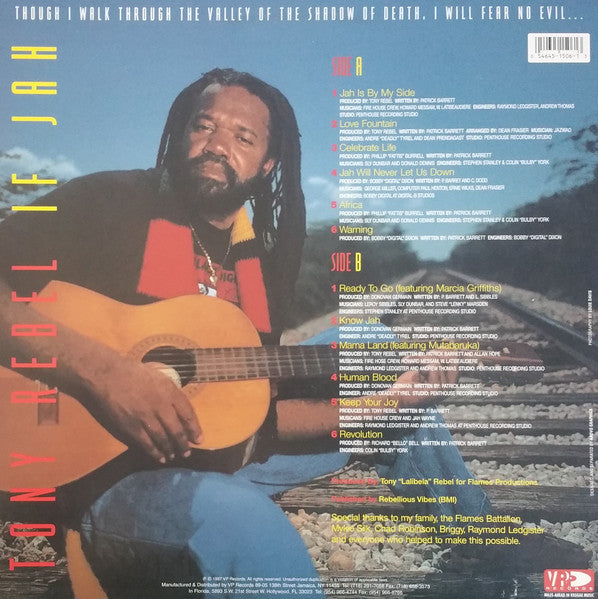 Image of Back Cover of 0914481C: LP - TONY REBEL, If Jah (VP Records; VPRL-1506, US 1997, Hype Sticker) Clean copy. Sleeve in shrink, with hype sticker!  VG+/VG+