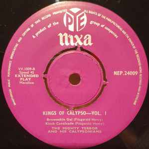 Image of Front Cover of 1014014C: 7" EP - MIGHTY TERROR, Kings Of Calypso Volume One Presenting The Mighty Terror (Pye Nixa; NEP 24009, UK 1957, Plain sleeve) Lots of marks on disc but plays well with minimal background noise.  /G