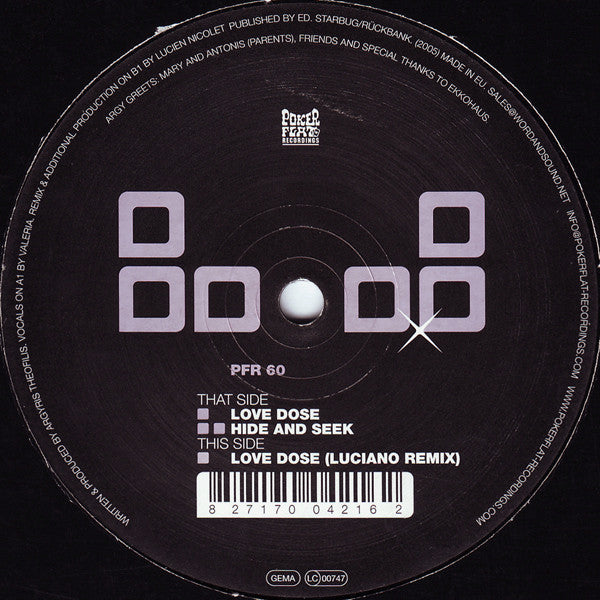 Image of Front Cover of 1044002S: 12" - ARGY, Love Dose (Poker Flat Recordings; PFR 60, Germany 2005)   /VG+