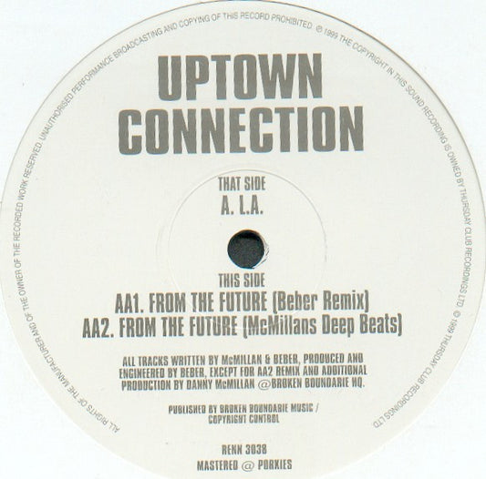 Image of Front Cover of 1044008S: 12" - UPTOWN CONNECTION, L.A. / From The Future (Thursday Club Recordings (; RENN 3038, UK 1999)   /VG+