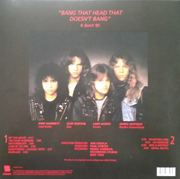 Image of Back Cover of LP - VG+/VG+ - METALLICA, Kill 'Em All (Blackened; 00602547885289, Europe 2016 Reissue, Inner), ,  - 4346140S