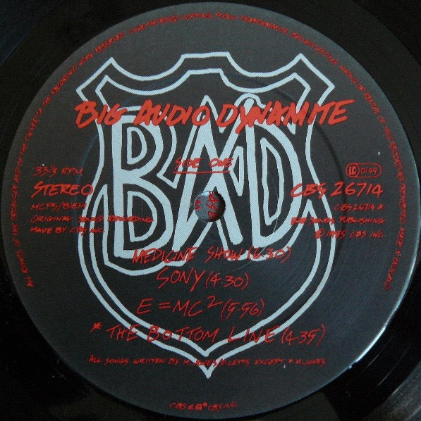 Image of Label Cover of 2424391E: LP - BIG AUDIO DYNAMITE, This Is Big Audio Dynamite (CBS; CBS 26714, UK 1985, Inner, No Barcode.) Hype stickered sleeve.  VG/VG+