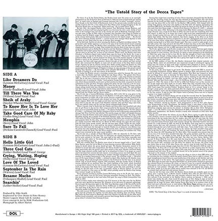 Image of Back Cover of 3614293C: LP - THE BEATLES, The Decca Tapes (DOL; DOL930HG, Europe 2017, 180 Gram Vinyl, Unofficial)   NEW/NEW