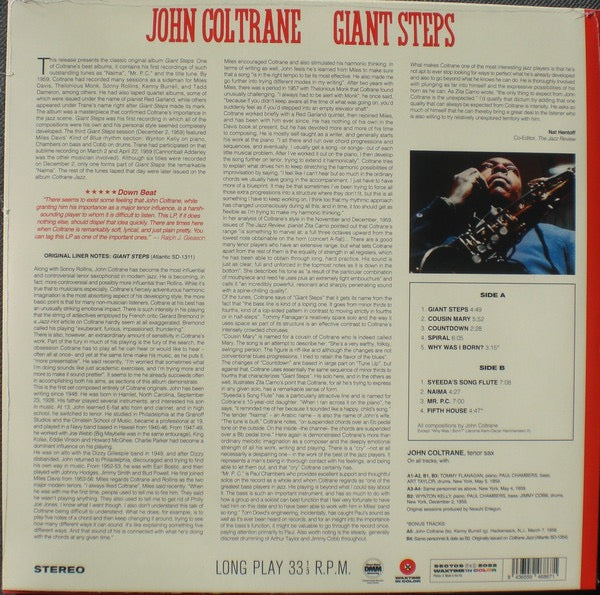 Image of Back Cover of LP - NEW/NEW - JOHN COLTRANE, Giant Steps (WaxTime In Color; 950709, Europe 2022 Reissue, Red Vinyl), ,  - 2416243C