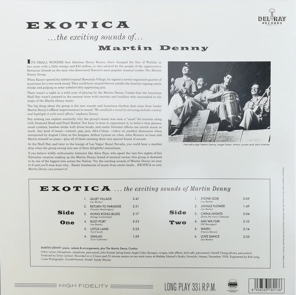 Image of Back Cover of 3614377C: LP - MARTIN DENNY, Exotica (Del Ray Records; DR10019, Europe 2018 Reissue, 180 Gram Vinyl)   NEW/NEW