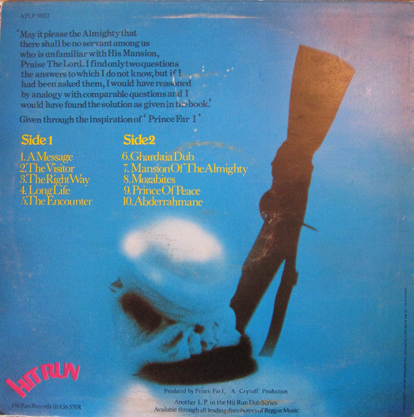 Image of Back Cover of 1014377C: LP - THE ARABS, Crytuff Dub Encounter Chapter 1 (Hitrun; AP LP 9002, UK 1978) Disc looks VG with superficial lines, sounds like a nice VG. Light wear/stains on labels. Sleeve has a big tear on front right area, due to the record being stuck to another, light damage on back sleeve.   F/VG