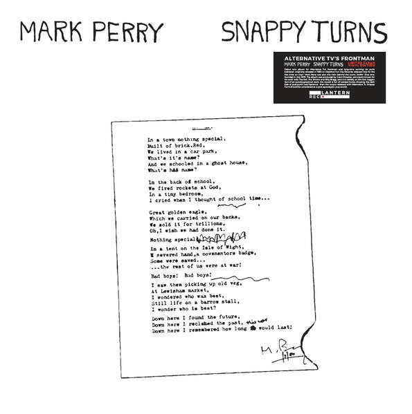 Image of Front Cover of 1024251E: LP - MARK PERRY, Snappy Turns (Lantern Rec.; LANR001, Europe 2021, 180g Clear Vinyl)   VG+/VG+