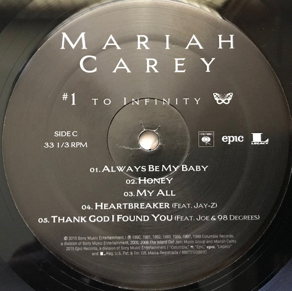 Image of Label Cover of 0215193C: 2xLP - MARIAH CAREY, #1 To Infinity (Columbia; 88875102891, US 2015, Gatefold, 2 Inners, 180 Gram Vinyl) Corner bump, a couple of cosmetic marks.  VG+/VG+