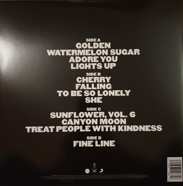 Image of Back Cover of 2xLP - EX/EX - HARRY STYLES, Fine Line (Columbia; 19439705141, Europe 2019, Gatefold, 2 Inners, Poster, Limited Edition, Clear With Black & White Splatter), ,  - 2426153E