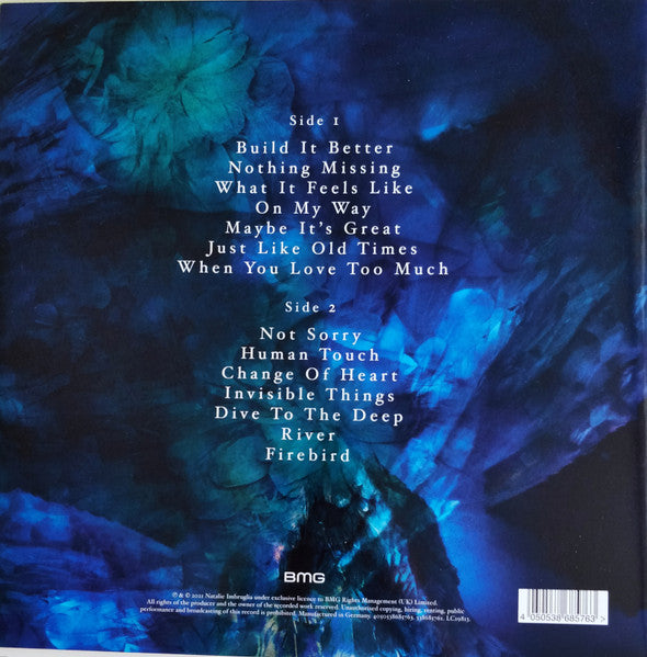 Image of Back Cover of 3944084S: LP - NATALIE IMBRUGLIA, Firebird (BMG; 538685761, Europe 2021, Gatefold, Inner & Insert, Blue Vinyl ) Seal opened instore. Still in shrinkwrap.  EX/EX