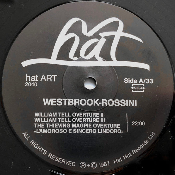 Image of Label Cover of 4514524C: 2xLP - WESTBROOK - ROSSINI, Westbrook-Rossini (hat ART; hat ART 2040, Switzerland 1987, Fold Over Box Sleeve, Postcard)   VG/VG+