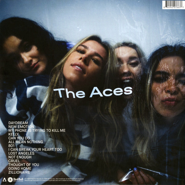 Image of Back Cover of LP - VG+/EX - THE ACES, Under My Influence (Red Bull Records; RBR0766VL, USA, Canada & UK 2020, Gatefold, Insert, Poster, Blue Vinyl), Seal opened instore, still in stickered shrinkwrap.,  - 3046243S