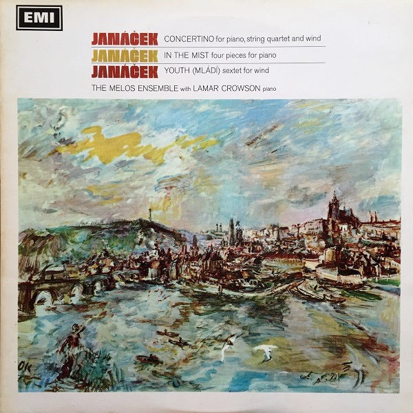 Image of Front Cover of 1024289E: LP - THE MELOS ENSEMBLE WITH LAMAR CROWSON, Janacek: Concertino For Piano, String Quartet And Wind / In The Mist / Youth (Ml d ) (HMV Red, Semi-Circular Nipper Box; ASD 2344, UK 1968, Laminated Flipback Sleeve)   VG/VG+