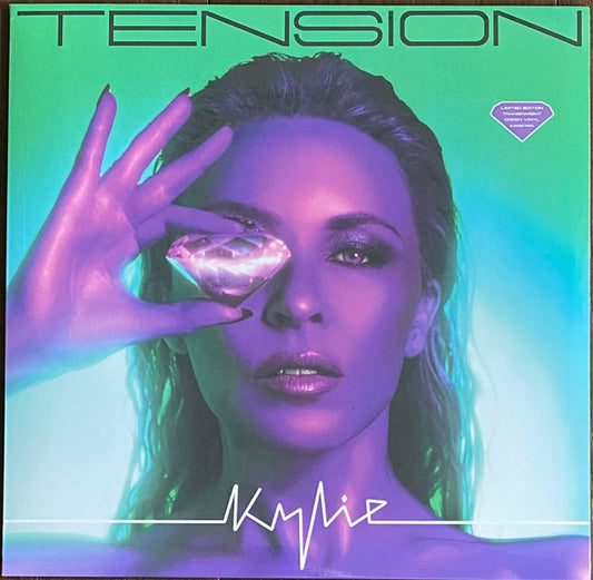 Image of Front Cover of 0125063E: LP - KYLIE, Tension (BMG; 538927891, Worldwide 2023, Inner & Insert, Green Transparent Vinyl) Hype Sticker on Front Sleeve  EX/VG+