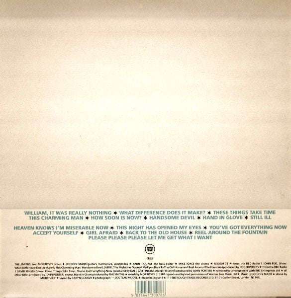 Image of Back Cover of 5025082E: LP - THE SMITHS, Hatful Of Hollow (Rough Trade; ROUGH 76, UK 1987 Reissue, Single Sleeve)   VG+/VG