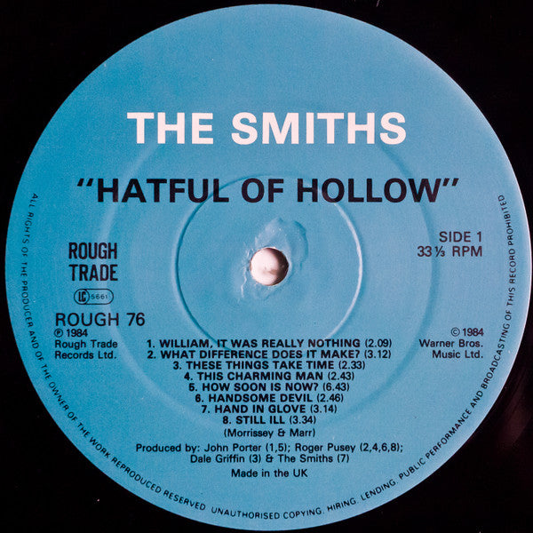 Image of Label Cover of 5025082E: LP - THE SMITHS, Hatful Of Hollow (Rough Trade; ROUGH 76, UK 1987 Reissue, Single Sleeve)   VG+/VG