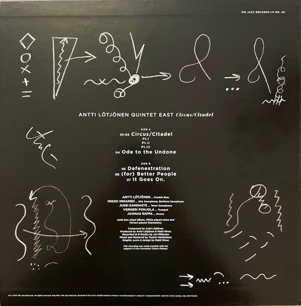 Image of Back Cover of 1134207E: LP - ANTTI L TJ NEN QUINTET EAST, Circus/Citadel (We Jazz; WJLP49, Finland 2023)   NEW/NEW