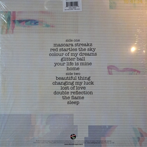 Image of Back Cover of 1144405S: LP - ALTERED IMAGES, Mascara Streakz (Cooking Vinyl; COOKLP825, UK 2022, Inner, Red Transparent Vinyl, OBI Strip) 139/200  VG+/VG+