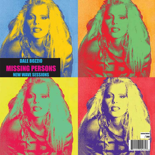 Image of Front Cover of 1144409S: LP - MISSING PERSONS, DALE BOZZIO, New Wave Sessions (Cleopatra; CLP 2028, US 2007, Printed Card, White Vinyl + Patch + Badge) Vinyl is very clean but has an edge warp that skips on the first tracks of both sides, rest of the album plays ok.   VG+/G