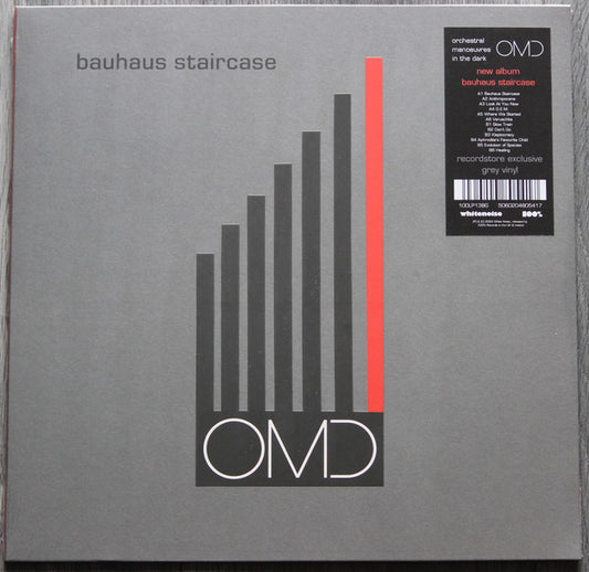 Image of Front Cover of 1144339S: LP - ORCHESTRAL MANOEUVRES IN THE DARK - OMD, Bauhaus Staircase (100% Records; 100LP138G, Worldwide 2023, Inner, Stickered Outer Plastic Sleeve, Limited Edition Grey Vinyl) Cover still in shrink with hype sticker on. Clean copy.  EX/VG+