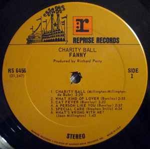 Image of Label Cover of 1114209C: LP - FANNY, Charity Ball (Reprise Records; RS 6456, US 1971, No Insert, Pitman Pressing.) Sleeve intact but the spine is disintergrating.  G+/VG