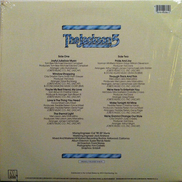 Image of Back Cover of 1124405E: LP - THE JACKSON 5, Joyful Jukebox Music (Motown; 5338ML, US 1984 Reissue, Picture Sleeve, Company Inner) SEALED  VG+/M