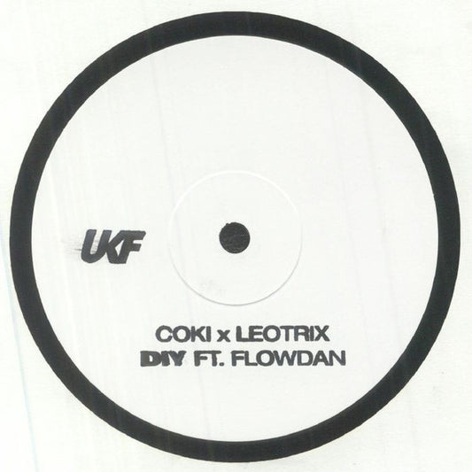 Image of Front Cover of 12" - /VG - COKI X LEOTRIX FT. FLOWDAN, DIY (UKF Music; UKF072EP, UK 2023, Stamped White Label, Plain Sleeve, Limited Edition), Very strong VG, light marks mainly from storage. Plays absolutely fine, A1 DIY (Old Skool Mix)B1 DIY (Dubstep Mix)B2 Last Nite - 2726294E