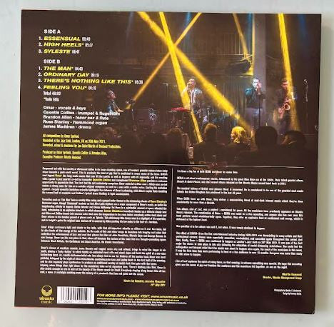 Image of Back Cover of LP - VG+/VG - OMAR + QCBA, Live At Last (Ubuntu Music; UBU0100LP, UK 2021), Strong VG -  a couple of hairlines, still in opened shrinkwrap,  - 1846015S