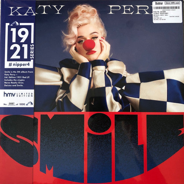 Image of Front Cover of 1144514S: LP - KATY PERRY, Smile (Capitol Records; 0891547, UK 2020, Gatefold, Inner, Limited Edition, Numbered, Red Translucent) No. 0491/1000  VG+/VG+