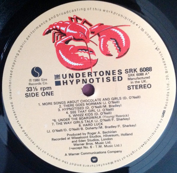 Image of Label Cover of LP - VG+/VG+ - THE UNDERTONES, Hypnotised (Sire; SRK 6088, UK 1980, Inner, No Lobster Stencil), Light edge wear.,  - 3516331C
