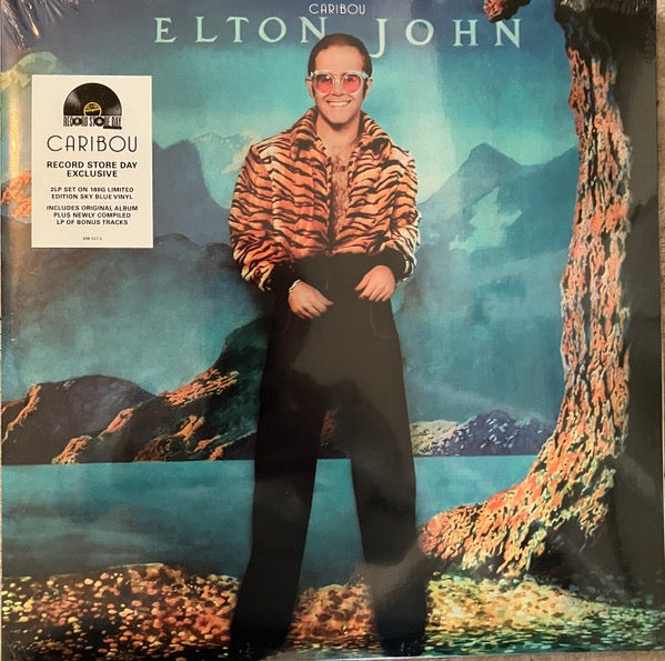 Image of Front Cover of 4834174E: 2xLP - ELTON JOHN, Caribou (Rocket Entertainment; 588 527-2, USA & Europe 2024 Reissue, Sky Blue Vinyl)   NEW/NEW