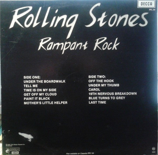 Image of Back Cover of LP - G/VG - THE ROLLING STONES, Rampant Rock (Decca; PPL 54, South Africa 1981), Sleeve Torn Along Bottom Seam,  - 3926203E