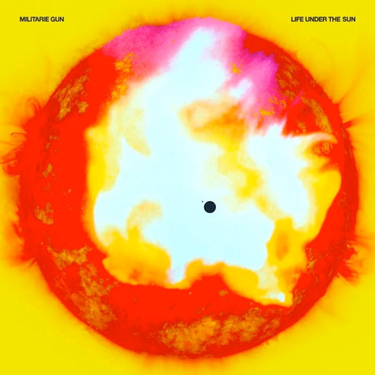 Image of Front Cover of 1714244C: 12" EP - MILITARIE GUN, Life Under The Sun (Loma Vista; LVR04021, US 2024, Die Cut Sleeve, Clear With Yellow And Red Splatter)   NEW/NEW