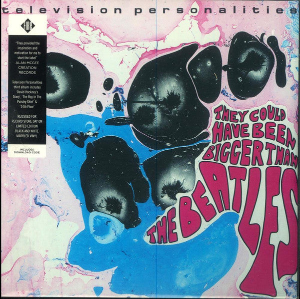 Image of Front Cover of LP - EX/VG+ - TELEVISION PERSONALITIES, They Could Have Been Bigger Than The Beatles (Fire Records; FIRELP230X, UK 2017 Reissue, Inner, Black & White Marbled Vinyl), Still in hype stickered shrinkwrap.,  - 2516150C