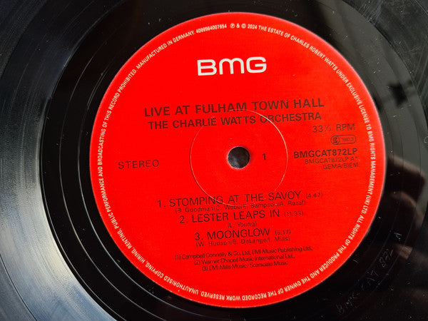 Image of Label Cover of LP - NEW/NEW - CHARLIE WATTS, Live At Fulham Town Hall (BMG; , Worldwide 2024), ,  - 0636235E