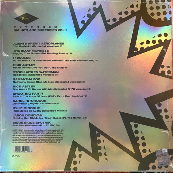 Image of Back Cover of 1124492E: LP - VARIOUS, PWL Extended (Big Hits And Surprises Vol.1) (PWL; BMGCAT845DLP1, UK 2023, 2 Inners)   VG+/VG+