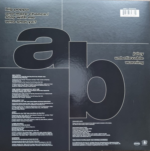 Image of Back Cover of 4835254E: LP - THE NOTORIOUS B.I.G., Ready To Die Instrumentals (Rhino Records; 603497827640, Europe 2024)   NEW/NEW