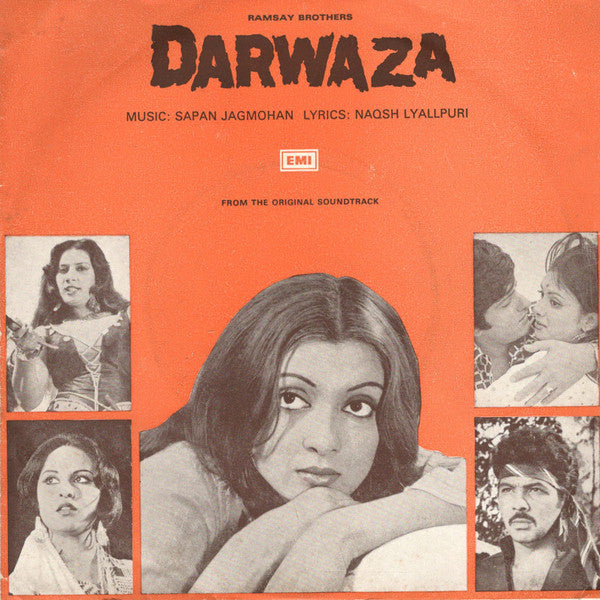 Image of Front Cover of 1124307E: 7" EP - SAPAN JAGMOHAN, NAQSH LYALLPURI, Darwaza (His Master's Voice ; 7EPE 7479, India 1977, Picture Sleeve) Light Surface Noise, Totally Split Top Seam, Spine And Other Seam Split, Bottom Right Corner Torn  F/VG